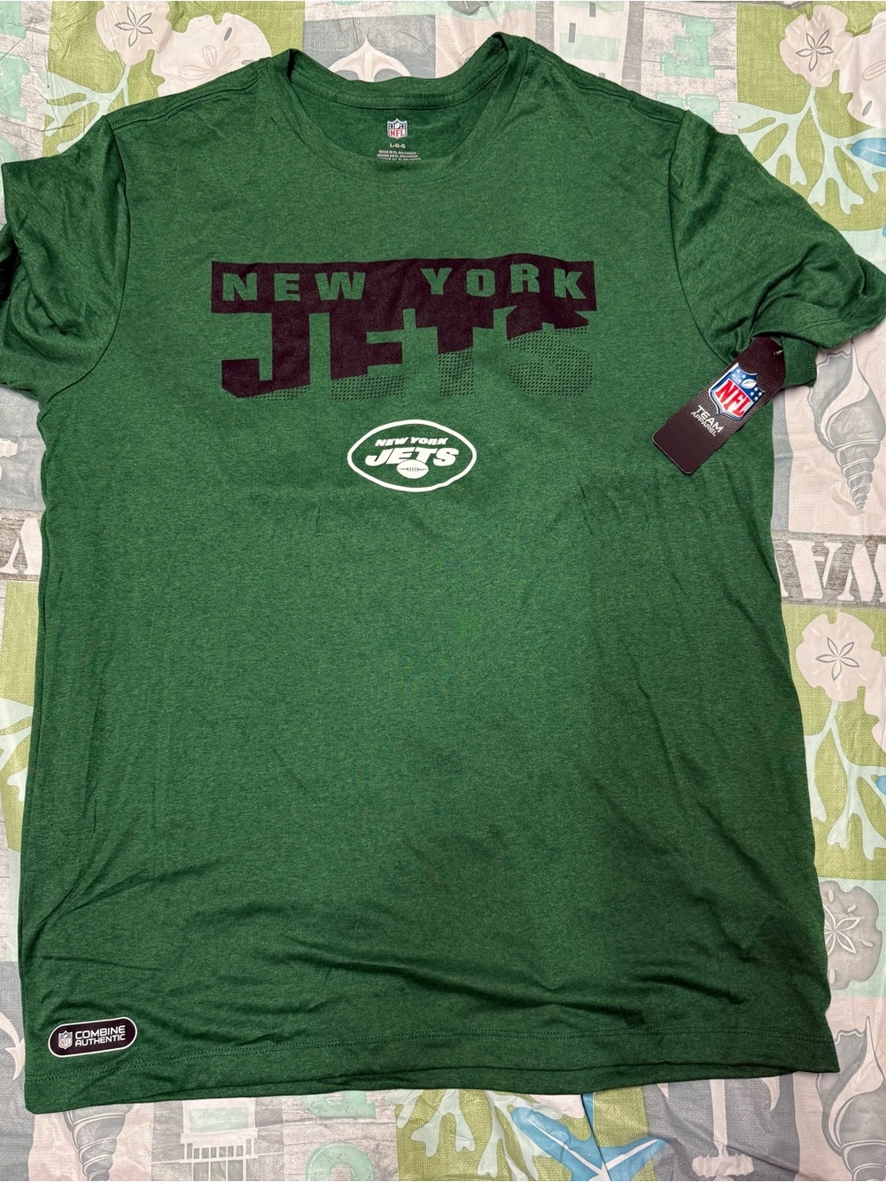 NWT NFL Combine Authentic New York Jets Green Graphic T-shirt Performance Men L